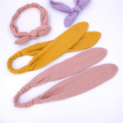 China Fashion Muslin Cotton Headband for Adjustable Bunny Ear Head Band Hair Toddler Baby Kids Newborn Headbands Turban Accessories for sale