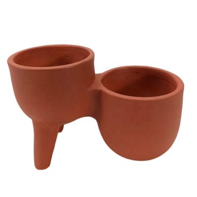 China Nordic Europe Combination Design Heavy Ceramic Double Flower Pot Won't Drip and Glaze on the Inside Suitable for Holding Water for sale