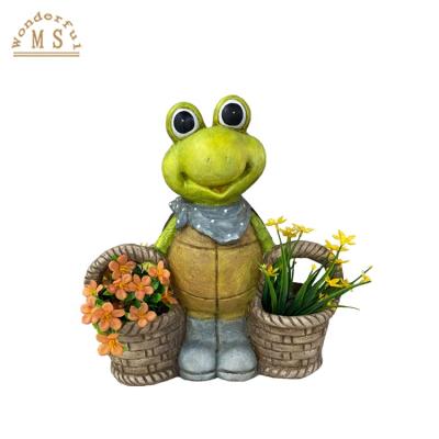 China Minimalist Polistone Frog Swan Cat Animal Flower Pot Home Garden Decoration for sale