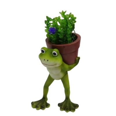 China Eco-friendly resin magnesia garden, large flower pot, flower pot frog for sale