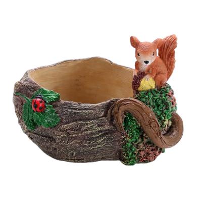 China Modern Resin Decoration Indoor and Garden Succulent Planter with Squirrel Rabbit Design for Easter Day Gift for sale