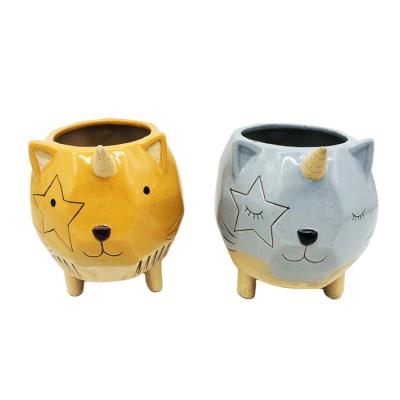 China New Classic/Postmodern OEM Customized Small Ceramic Rhino Flowerpot Puppy Flower Vase Puppy Flower Vase Keepsake Gifts Ceramic Animal Garden for sale