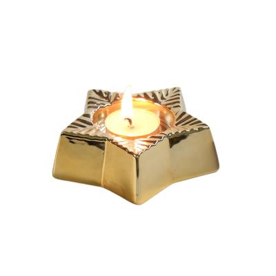 China Home Decor Ceramic Candlestick Container Candle Holder Sandstone Candle Holder Gold Decoration Desktop Gift for sale