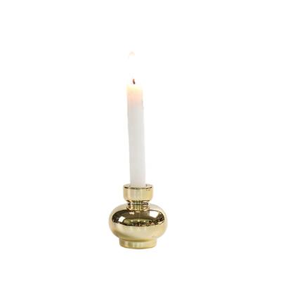 China Unique Home Decoration Sandstone Candle Holder Gold Decoration Candlestick Ceramic Candle Holder Unique Home Decoration for sale