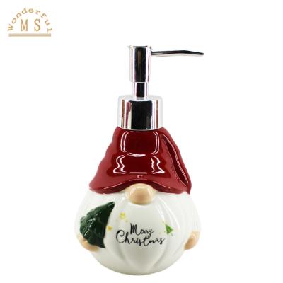 China Viable Ceramic Soap Dispenser Gift Cartoon Old Man Style Bathroom Accessories Sets For Daily Home Christmas Shower Lotion Bottle Care for sale