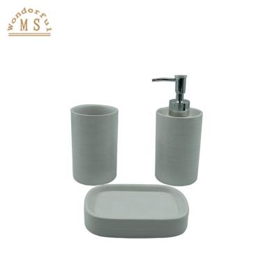 China Sustainable Ceramic Soap Dispenser Dolomite Gift Tumbler Luxury Bathroom Sets For Homeware for sale