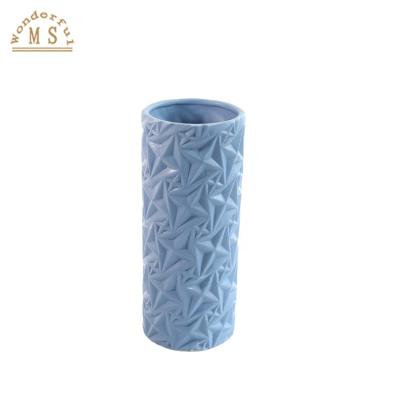 China Modern Mini Vases Blue Flower Vase Home Decor Table Top Style Gift Handwork Ceramic Minimalist Vase for sale