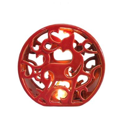 China Porcelain Home Ornament Red Color Star Decorative Bird Shaped Led Light Stand For Home Decoration Gift for sale