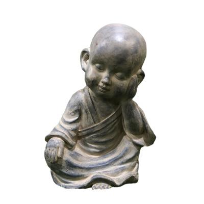 China Eco-friendly Chinese Say No See No Hear Polistone Baby Buddha Religious Ceramic Statue Cute Sculpture For Garden Decoration for sale