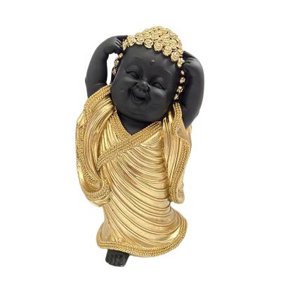 China Cute Resin Polistone Eco-friendly Religious Ceramic Buddha Statue Small Laughing Buddha Sculpture For Garden Decoration for sale