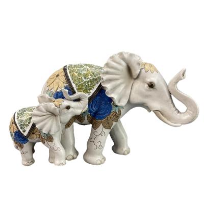 China Eco-friendly elephant sculpture animal ornament crafts ceramic statue resin porcelain figurine animal home office decoration for sale