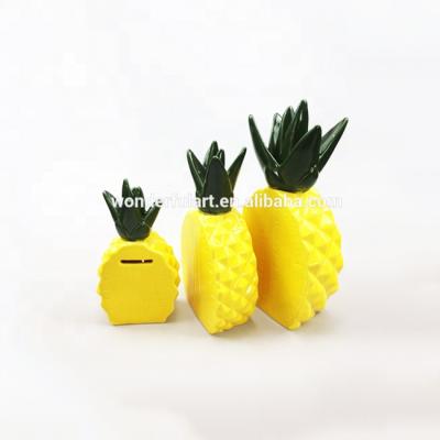 China Promotion Ceramic Pineapple Fruit Shapes Ceramic Piggy Banks, Money Banks For Kids, Pineapple Piggy Bank for sale