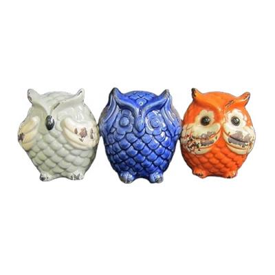 China Country set 3 figurine shabby chic home decor, home deco, ceramic owl decor for sale