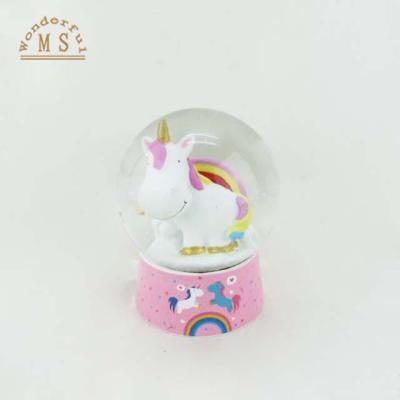 China Europe China wholesale custom resin snow globe with blowing snow, resin snowball keepsake gifts, unicorn snow globe keepsake gifts for sale