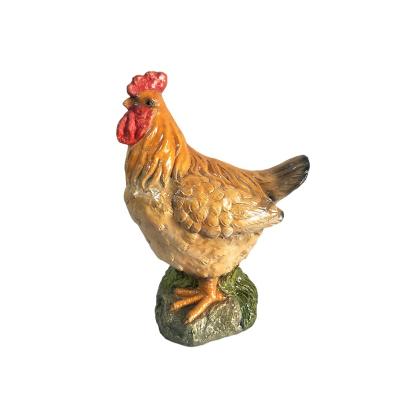 China Eco-friendly Rooster Sculpture Animal Ornament Crafts Chicken Statue Polistone Ceramic Figurine For Garden Decoration for sale