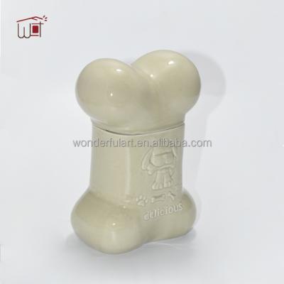 China Personalized Viable Gifts Pet Treat Jars, Bone Shaped Container, Ceramic Dog Treat Jar for sale