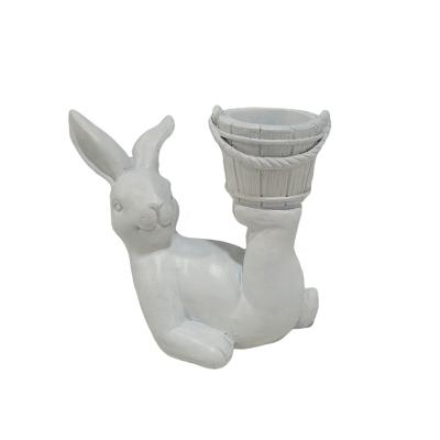 China Cute Easter Eco-Friendly Ornament Dolomite White Rabbit Desktop Gift Bunny Porcelain Figurine For Home Decoration for sale