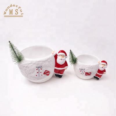 China China Eco-Friendly Manufacturer Santa Claus and Snowman Ceramic Christmas Pottery Flower Pot Set for sale