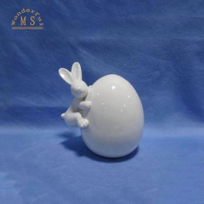 China Ceramic Easter Gift Rabbit Turnout Egg, Porcelain Rabbit Easter Decoration, Easter Egg Decoration for sale