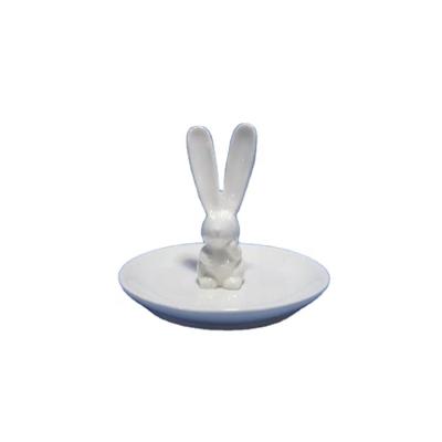 China White Rabbit Ceramic Easter Gift Porcelain Easter Dish Jewelry Easter Dishes With Rabbits for sale