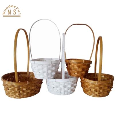 China China Cheap Gift Bamboo Basket With Handle Natural Mini Wholesale Handmade Gift Basket For People Custom Flower Art&craft for sale