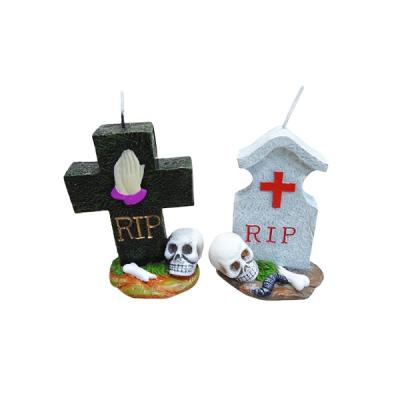 China Special eco-friendly Halloween candle art craft design grave shaped memorial candle, cross tombstone candle art, cruz shape candles wholesale for sale