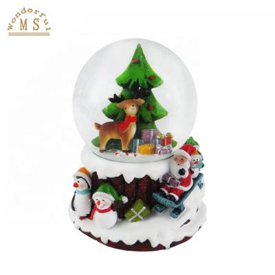 China Europe 3D Snow World Christmas Statue Water Globe With Music Carllion Ampolla Babbo Esenario Sound Souvenir Gift Children for sale