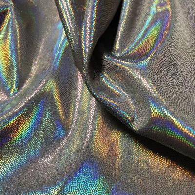 China Anti-static polyester silk satin with holographic foil print/100GSM foil printed matte poly silk satin for lady's fashion for sale