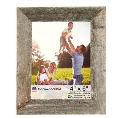 China Modern Farmhouse Picture Frame Mount Reclaimed Rustic Wood | Natural Weathered Gray for sale