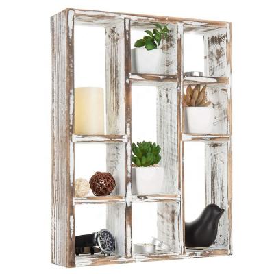 China Small Modern Home Vintage Bleached Wooden Wall Decor Shadow Box Display Stand for sale