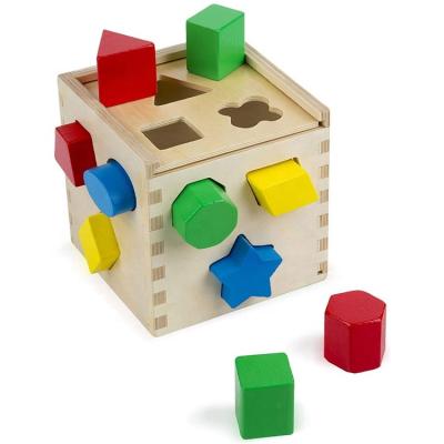 China Modern Shape Matching Cube - Classic Wooden Toy With 12 Shapes for sale