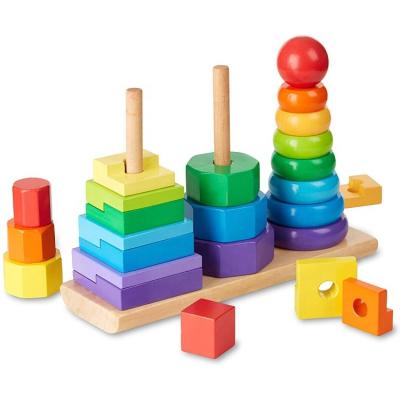 China Modern geometric wooden stacker educational toy for kids for sale