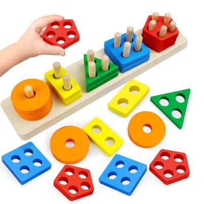 China Modern wooden sorting and stacking educational toys for toddlers and kids preschool for sale