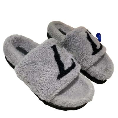 China Fashion Women Wool Lit Sandals Warm Shoes Autumn Winter Slides Scuffs Comfort Slipper Woman Slipper Sandal for sale