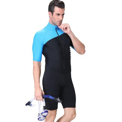 China UPF short front short front protection water sports wetsuit fabric zipper sleeve men rash guard for sale