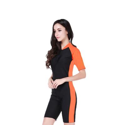 China High Quality Customed Spandex Long Sleeve Fabric Short Wetsuit Women Snorkeling Rash Guard for sale