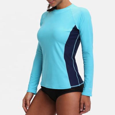 China Aqua Nylon Spandex Long Sleeve Surfing Guard Suit Unti-UV Women Rash Guard for sale