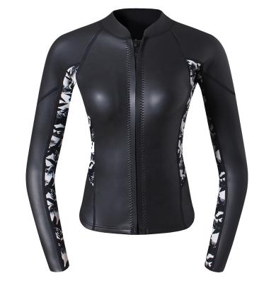 China Smooth Front Zip 3mm Neoprene Skin Woman Long Sleeve Surfing Scuba Diving Jacket Top for sale