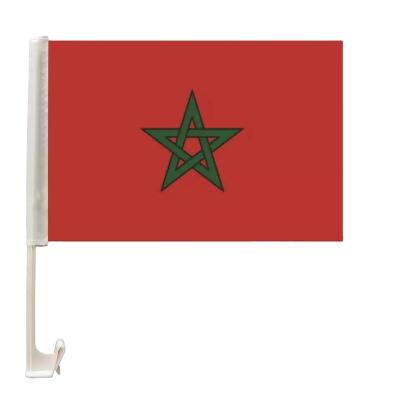 China Waterproof Hot Sale 30x45cm 12x18inch Digital Printed moroccan Country flag Custom Morocco Car Flag for sale