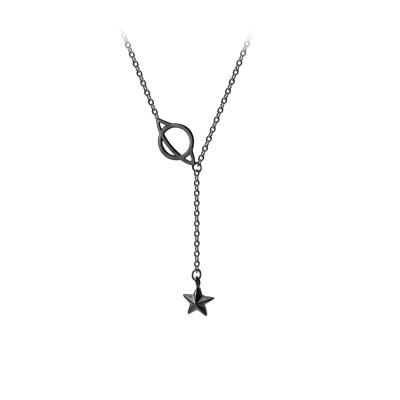 China Fashion New Gold Planet Black Star The Blogger Pendant Necklace Fashion Punk Gothic Jewelry for sale