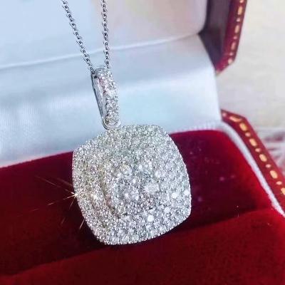 China Bridal Sparkle Diamond Square Full Zircon Necklace Fashion Wedding Jewelry for sale