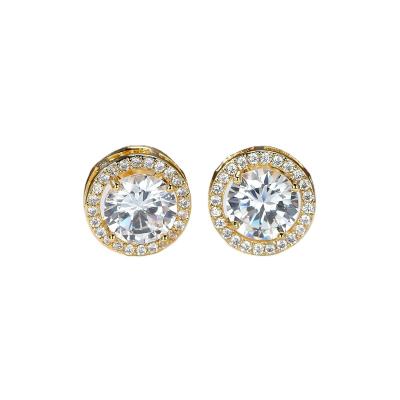 China FASHIONABLE Wedding Female Luxury Silver Color Vintage Zircon Stone Stud Earrings Crystal Round Stud Earrings For Women for sale