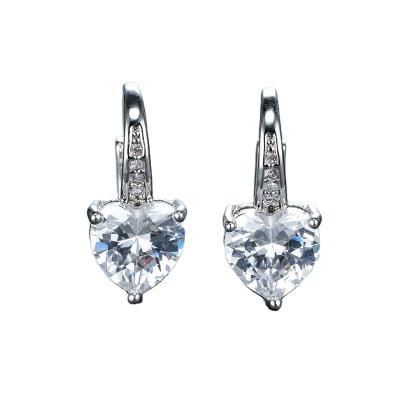 China TRENDY Purple Diamond Heart Earrings Vintage Design White Gold White Blue Red Green Purple for sale