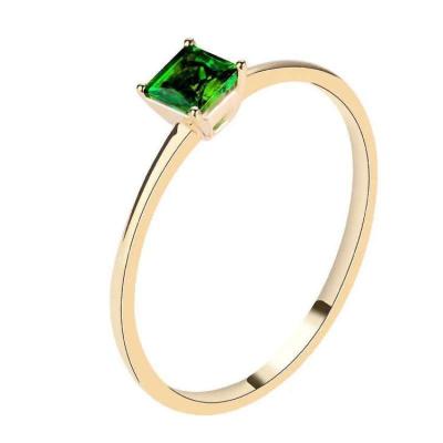 China Small Simple Female Green Wedding Ring Fashion Promise Engagement Rings Love Ring Vintage Yellow Gold Color Stone For Women for sale