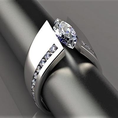 China TRENDY Wedding Rings For Women Minimalist Design Round White Zircon 925 Silver Ring for sale