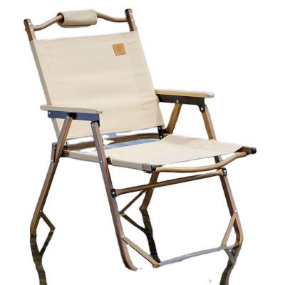 China Modern Aluminum Wood Grain Folding Chair Camping Chair Portable Outdoor Folding Chair for sale