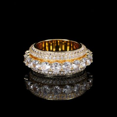 China Wholesale Hot Sale Hiphop Iced Out 18k Gold Hip Hop Zircon Diamond Rings Can Turn Making For Women Or Men Jewelry for sale