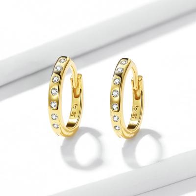 China 925 Sterling Silver High Quality Wholesale Friendly Material Circle Gold Zircon Hoop Earrings For Women Jewelry Making for sale