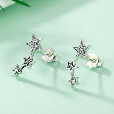 China Wholesale high quality 925 friendly materials sterling silver pave setting zircon star stud earrings for women jewelry making for sale