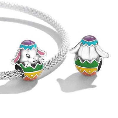 China Attractive Wholesale 925 Sterling Silver Rabbit Egg Beads Animal Charms Fit Original Bracelet DIY Jewelry Making for sale